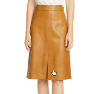 Nordstrom Signature Buckle Detail Leather Skirt